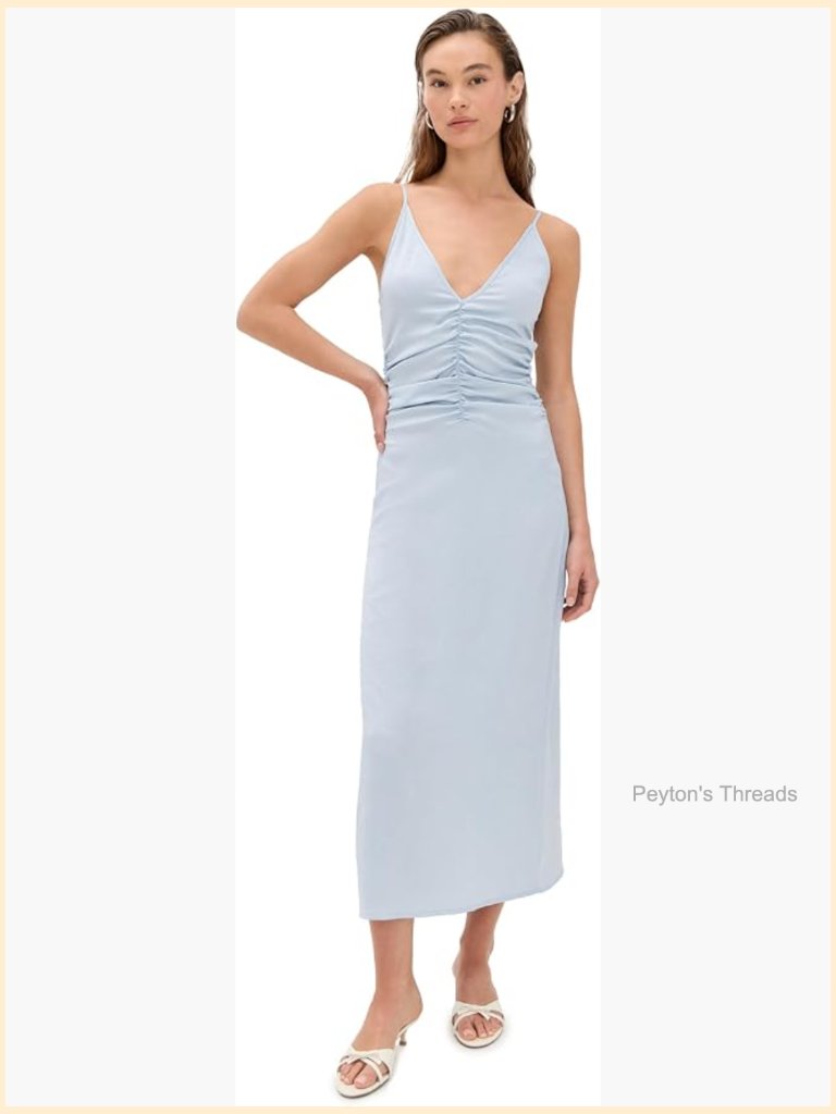 Midi Dress With Adjustable Straps, V-Neck, Hook-And-Eye Closure